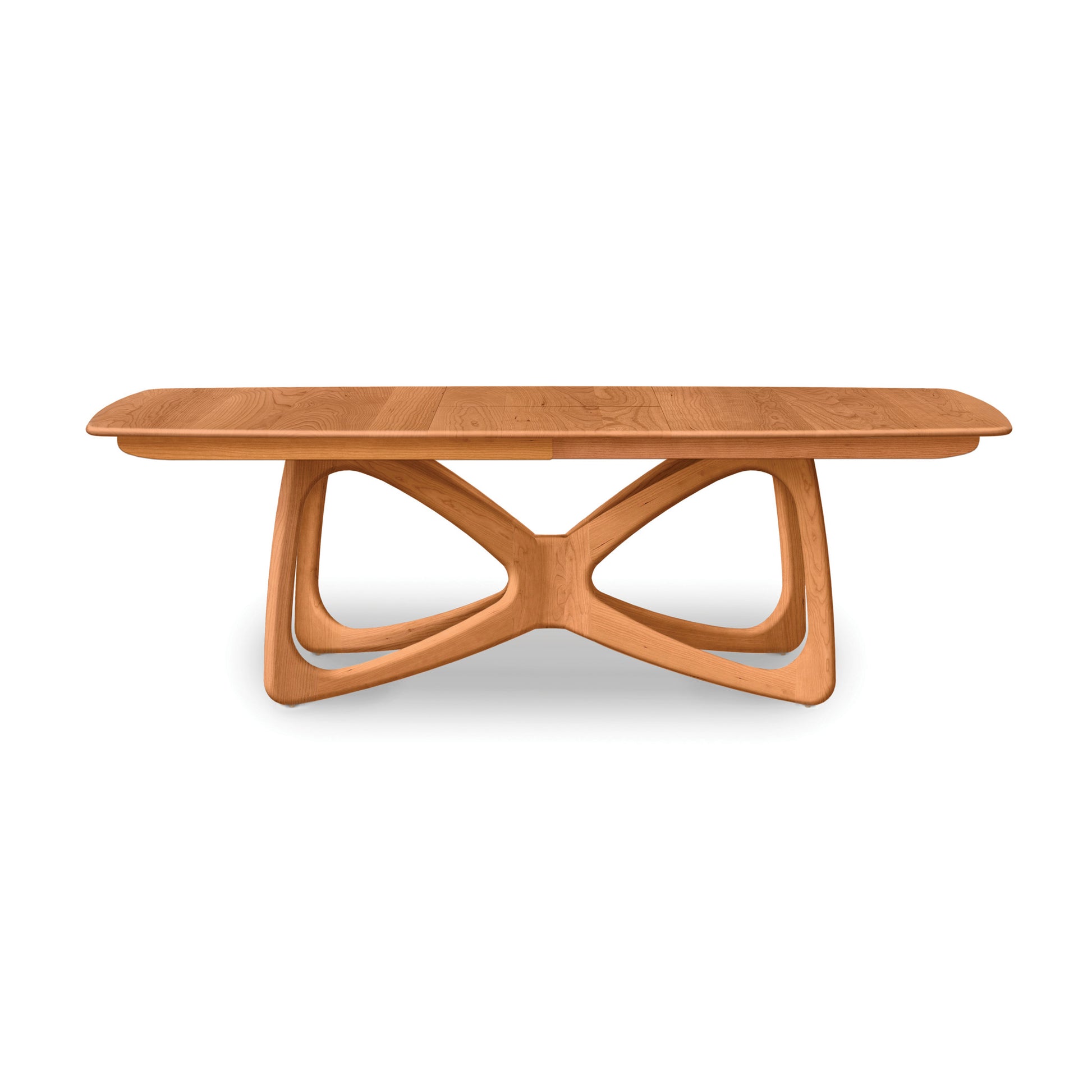 Butterfly Extension Dining Table by Copeland Furniture in sustainably sourced hardwood with sculptural base and rounded edges, handcrafted in America.
