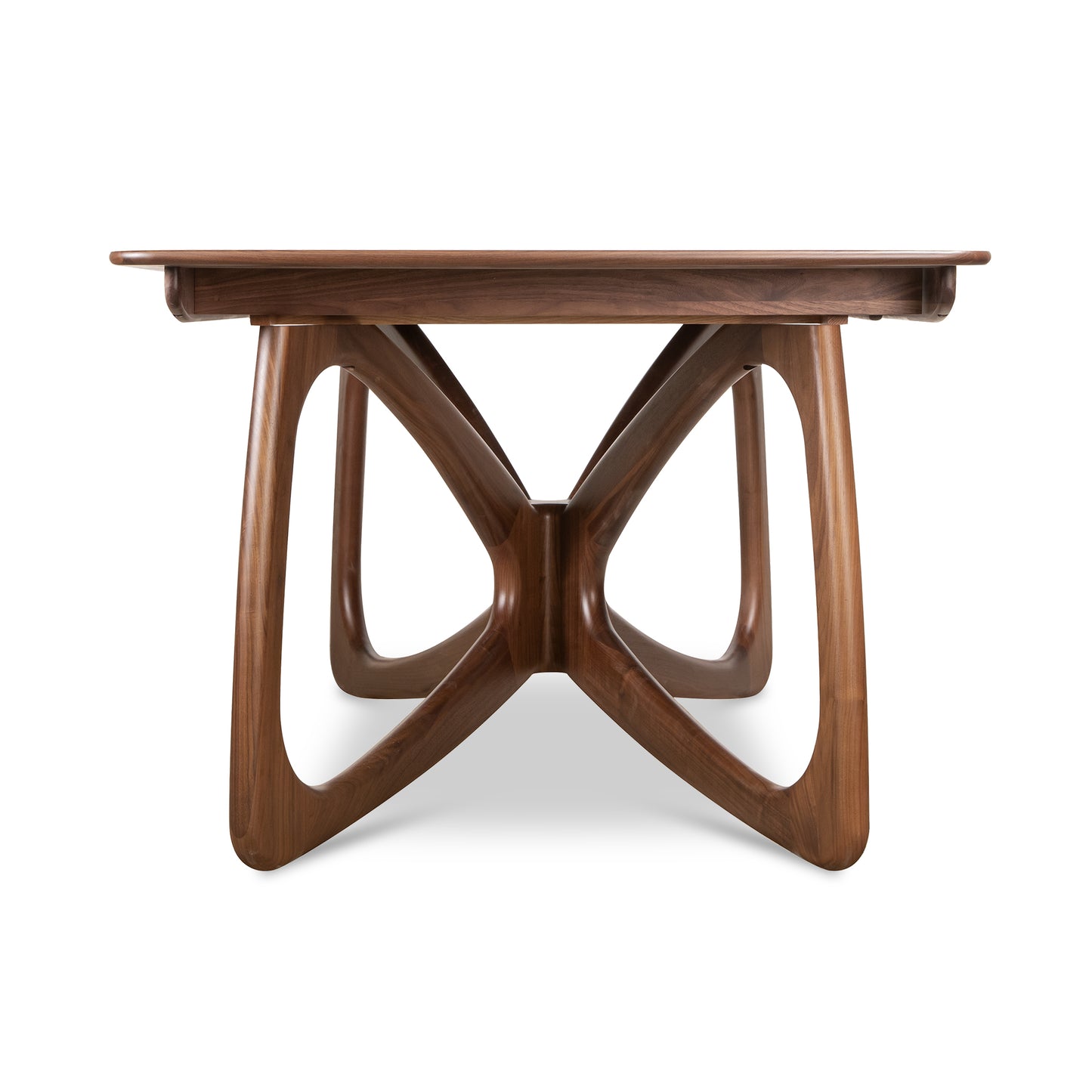 Copeland Butterfly Extension Dining Table features sustainably sourced hardwood and an interlocking base, handcrafted in America.