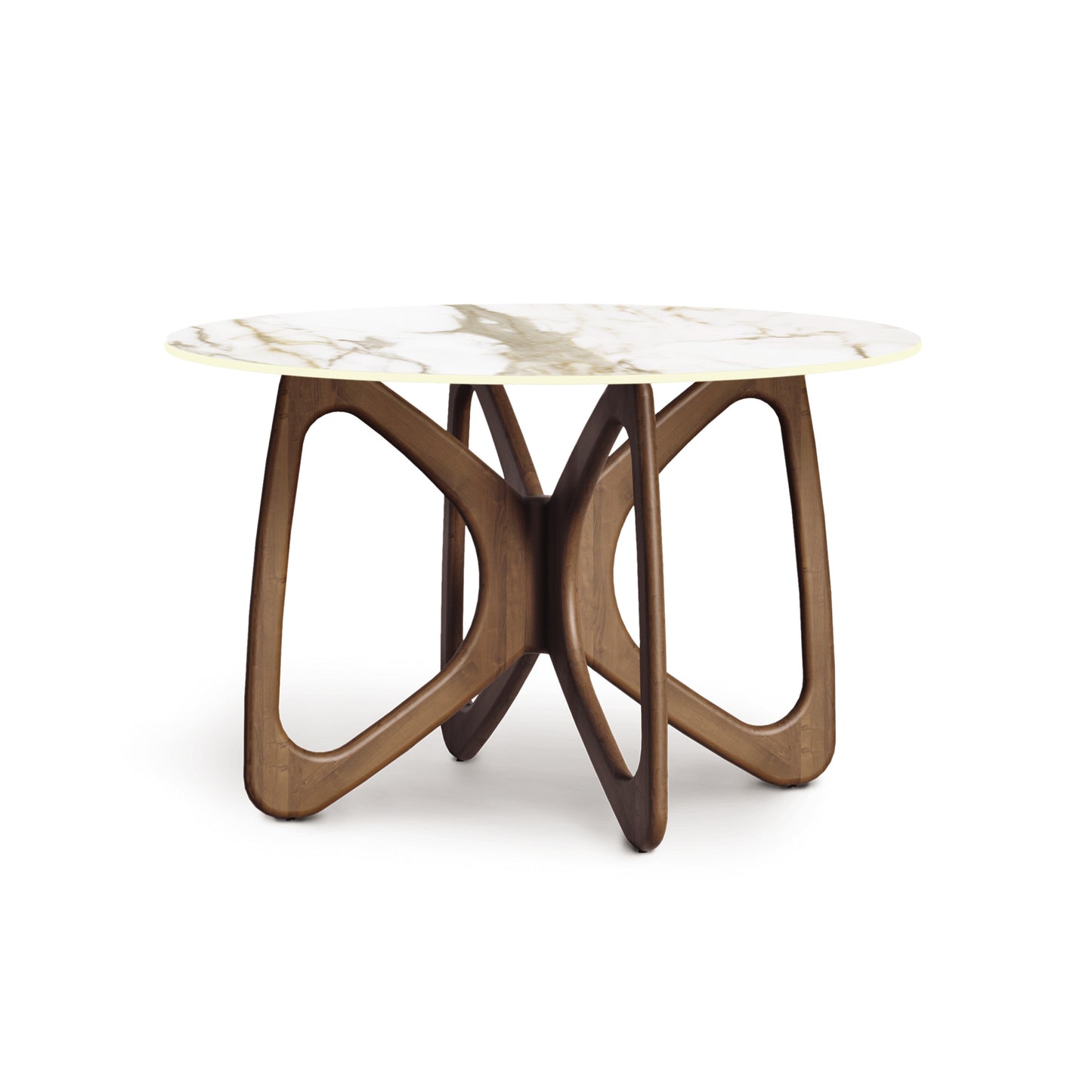 Butterfly Round Table by Copeland Furniture with eco-friendly sintered stone top and sustainably sourced North American hardwood base.