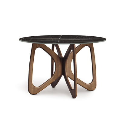 Butterfly Round Table by Copeland Furniture with eco-friendly stone top and geometric North American hardwood base.