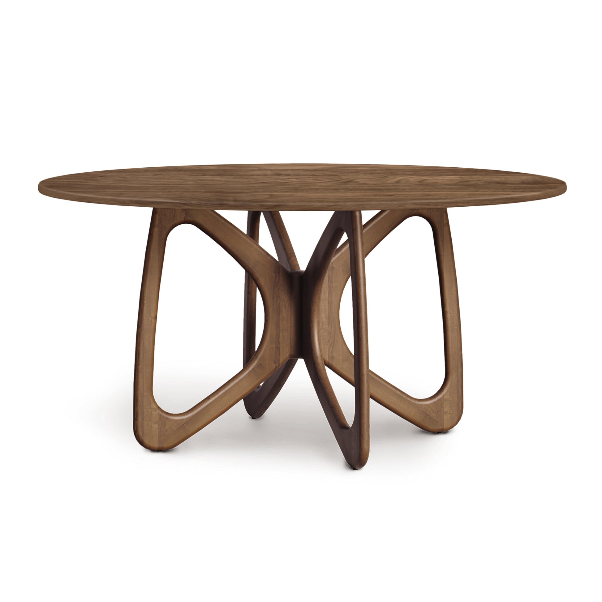 Butterfly Round Solid Top Dining Table by Copeland Furniture with a distinctive interlocking solid wood base.