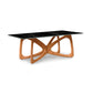 Butterfly Sintered Stone Top Table by Copeland Furniture with durable eco-friendly stone top and distinctive sculptural solid wood base, American made.
