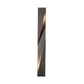 Carbon Large Outdoor Sconce by Hubbardton Forge with a tall, geometric structure and distinct angled light cutouts, showcasing modern craftsmanship in artisanal metalwork.