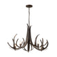 Hubbardton Forge Caribou 5-Light Chandelier featuring a dark finish and a curved, nature-inspired antler design.