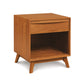 The Catalina 1-Drawer Enclosed Shelf Nightstand by Copeland Furniture is a modern bedroom essential made from solid wood and features a convenient drawer.