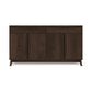 Copeland Catalina Buffet in dark brown solid wood, featuring mid-century modern style, two drawers and four doors.
