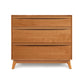 A solid natural cherry Copeland Furniture Catalina 3-Drawer Chest isolated on a white background.