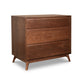 Copeland Catalina 3-Drawer Chest in Saddle Cherry with angled legs and modern lines, crafted in America from high-quality hardwood.
