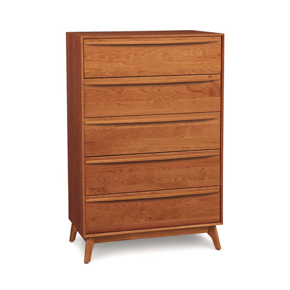 Copeland Furniture Catalina 5-Drawer Wide Chest with angled legs and mid-century modern design.