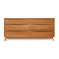A modern solid natural hardwood Copeland Furniture Catalina 6-Drawer Dresser on a plain white background.