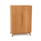Copeland Furniture Catalina Bar Cabinet with two doors, vertical handles, and angled legs, crafted in a modern design.