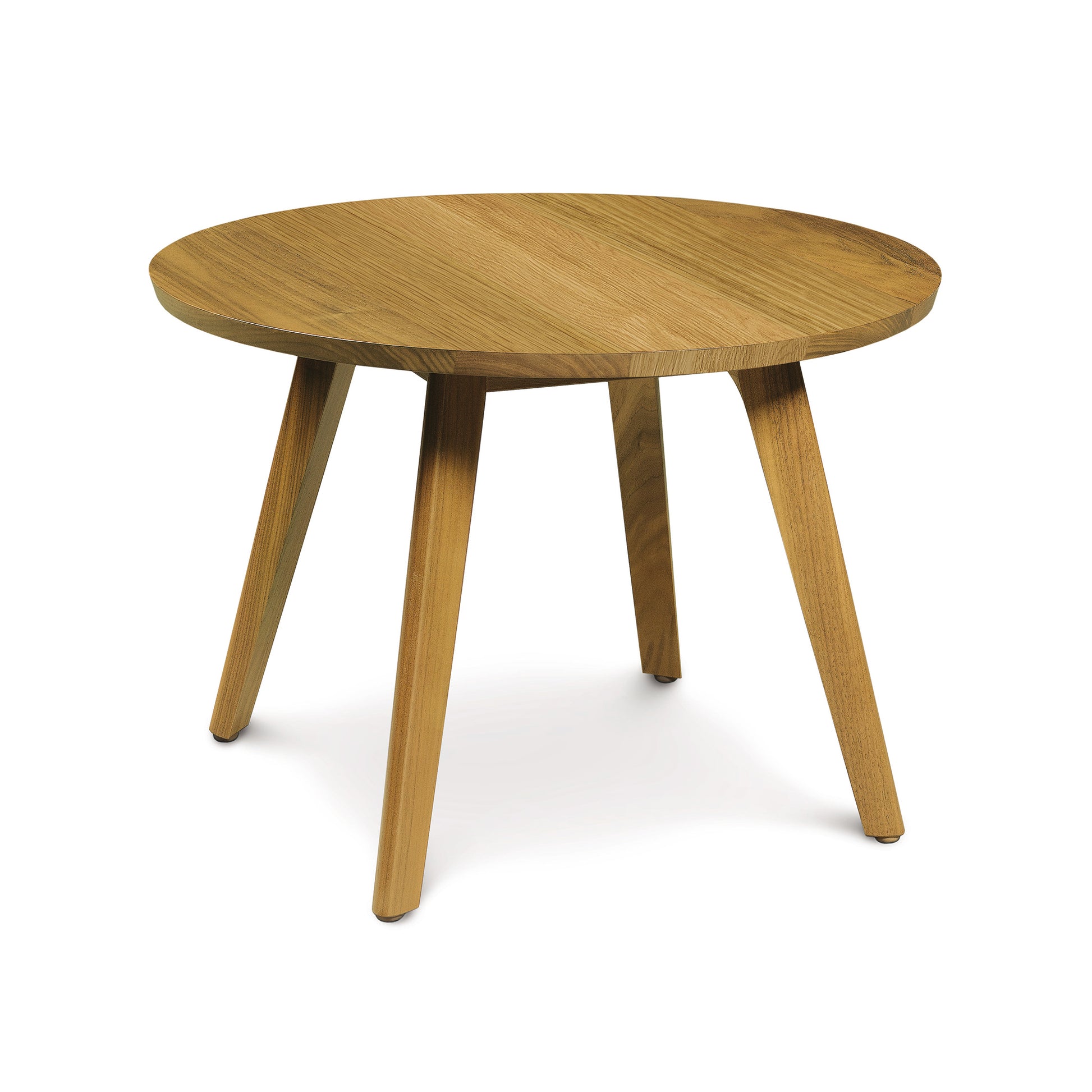 A round wooden Catalina Side Table with two legs on a white background. This handmade furniture piece is part of the Copeland Furniture Copeland Catalina furniture collection.