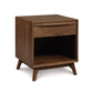 Catalina 1-Drawer Enclosed Shelf Nightstand from Copeland Furniture, featuring a single drawer and an open shelf, isolated on a white background.