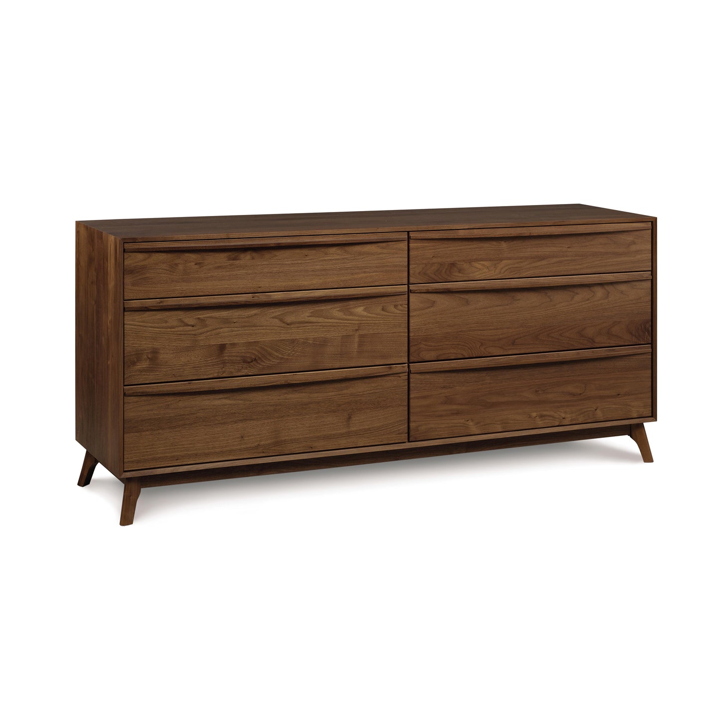 A modern Copeland Furniture Catalina 6-Drawer Dresser crafted from solid natural hardwood, displayed against a plain background.