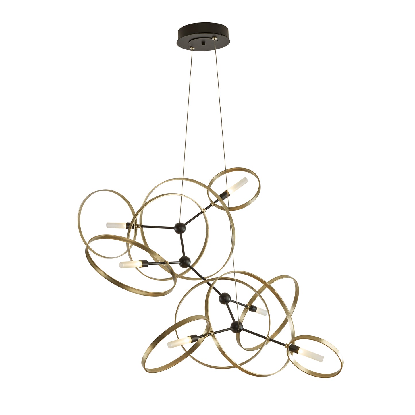 The Hubbardton Forge Celesse Pendant, a handcrafted lighting masterpiece by Hubbardton Forge, graces your space with its circular shape as it elegantly hangs from the ceiling.