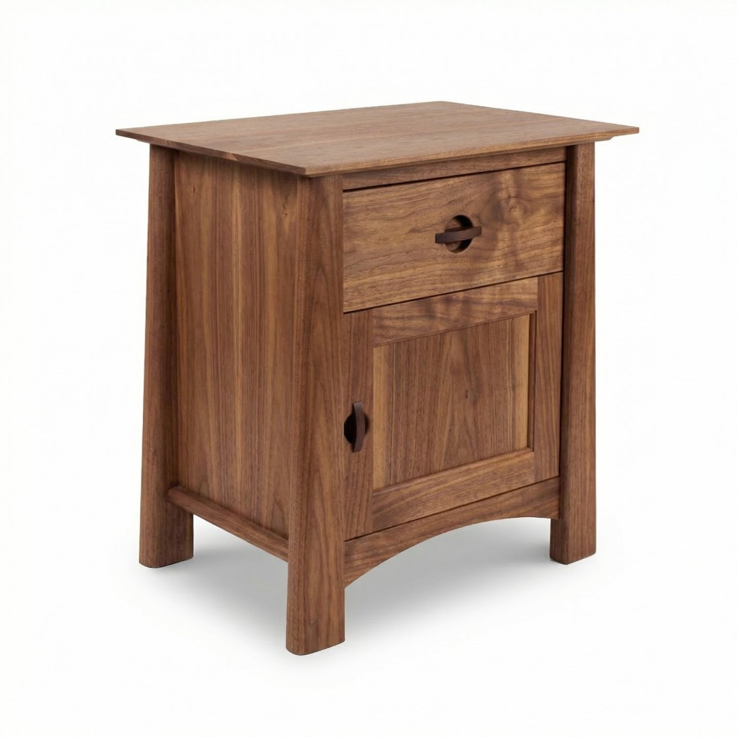 Cherry Moon 1-Drawer Nightstand with Door by Maple Corner Woodworks, handcrafted in Vermont from solid wood with a natural finish, premium American made furniture.