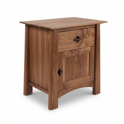 Cherry Moon 1-Drawer Nightstand with Door by Maple Corner Woodworks, handcrafted in Vermont from solid wood with a natural finish, premium American made furniture.