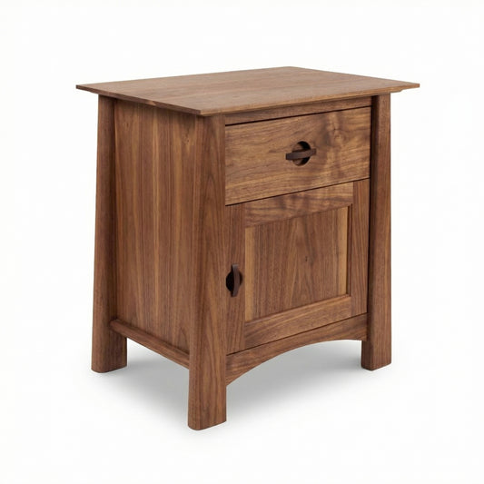 Cherry Moon 1-Drawer Nightstand with Door by Maple Corner Woodworks, handcrafted in Vermont from solid wood with a natural finish, premium American made furniture.