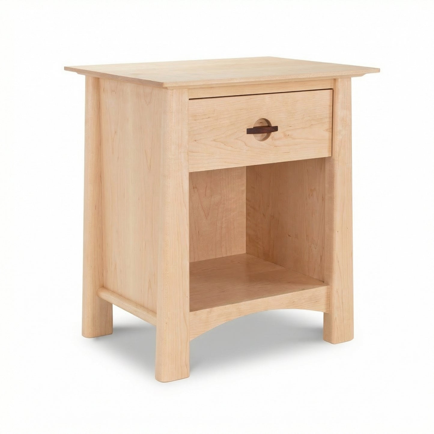 Cherry Moon 1-Drawer Enclosed Shelf Nightstand, handcrafted in Vermont from sustainable hardwood by Maple Corner Woodworks.