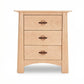 Cherry Moon 3-Drawer Nightstand by Maple Corner Woodworks featuring round metal handles, handcrafted in solid wood, American made.
