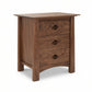 Cherry Moon 3-Drawer Nightstand by Maple Corner Woodworks, featuring Vermont craftsmanship and a distinctive curved base in solid cherry wood.