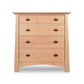 A Cherry Moon 4-Drawer Chest by Maple Corner Woodworks, a contemporary Asian wooden chest of drawers with craftsman and arts & crafts style design, showcased on a white background.