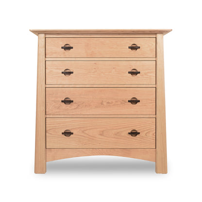 Cherry Moon 4-Drawer Chest by Maple Corner Woodworks, featuring elegant handcrafted hardwood construction with four drawers and dark metal handles.