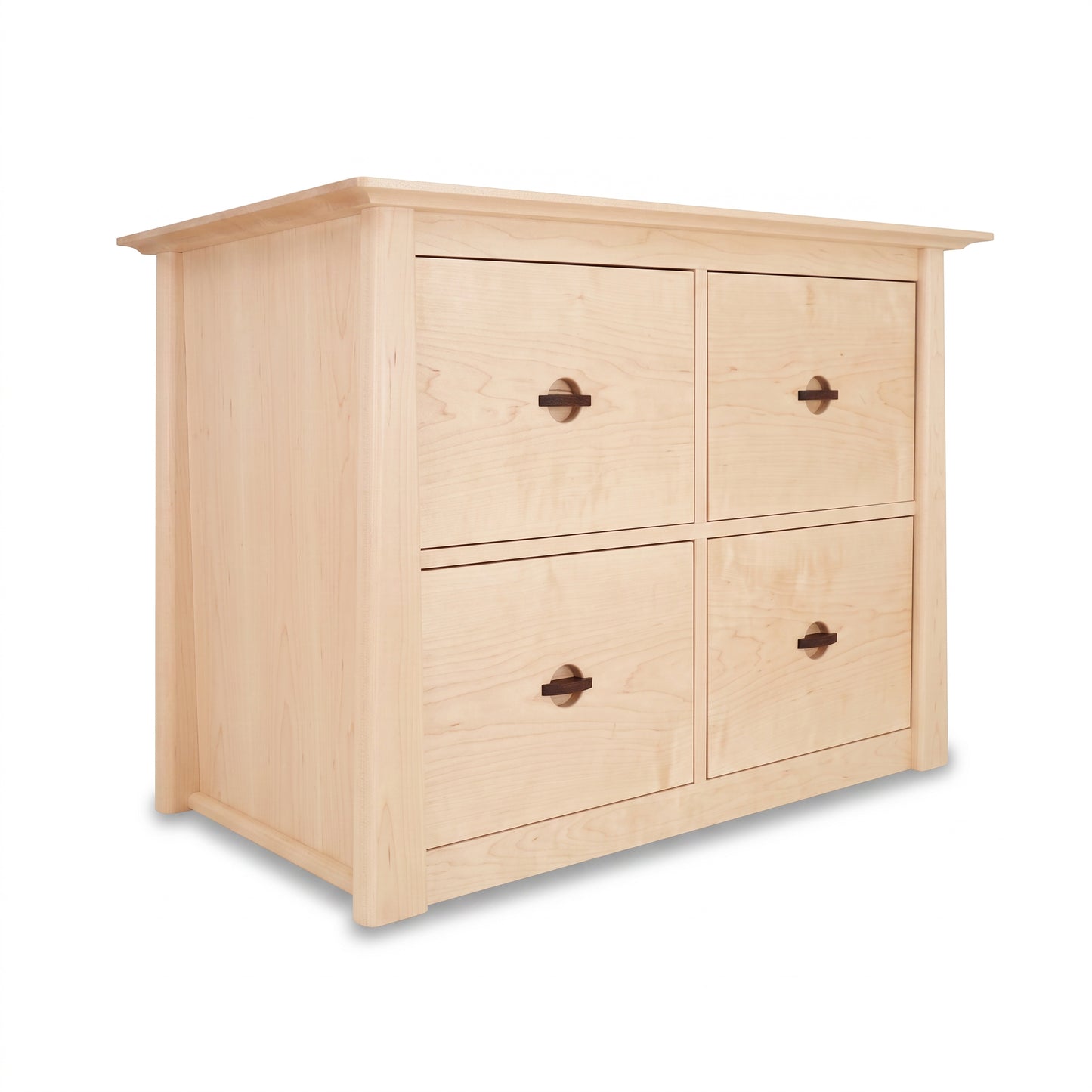 Cherry Moon 4-Drawer File Credenza by Maple Corner Woodworks features cherry wood and sleek metal handles; expertly crafted, American made furniture.