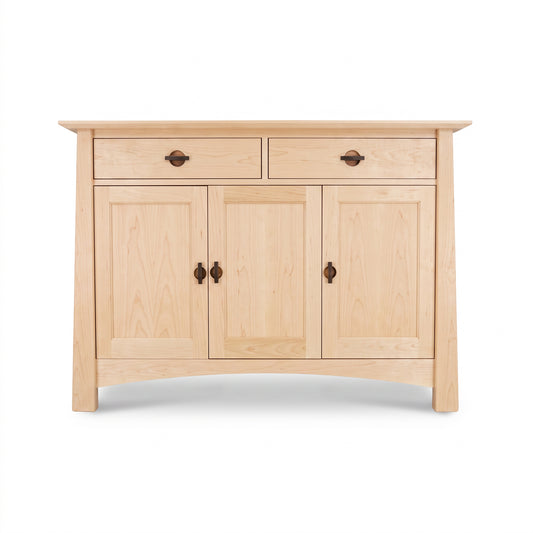 Cherry Moon Medium Sideboard by Maple Corner Woodworks, handcrafted in hardwood with dark handles, showcasing fine American craftsmanship.
