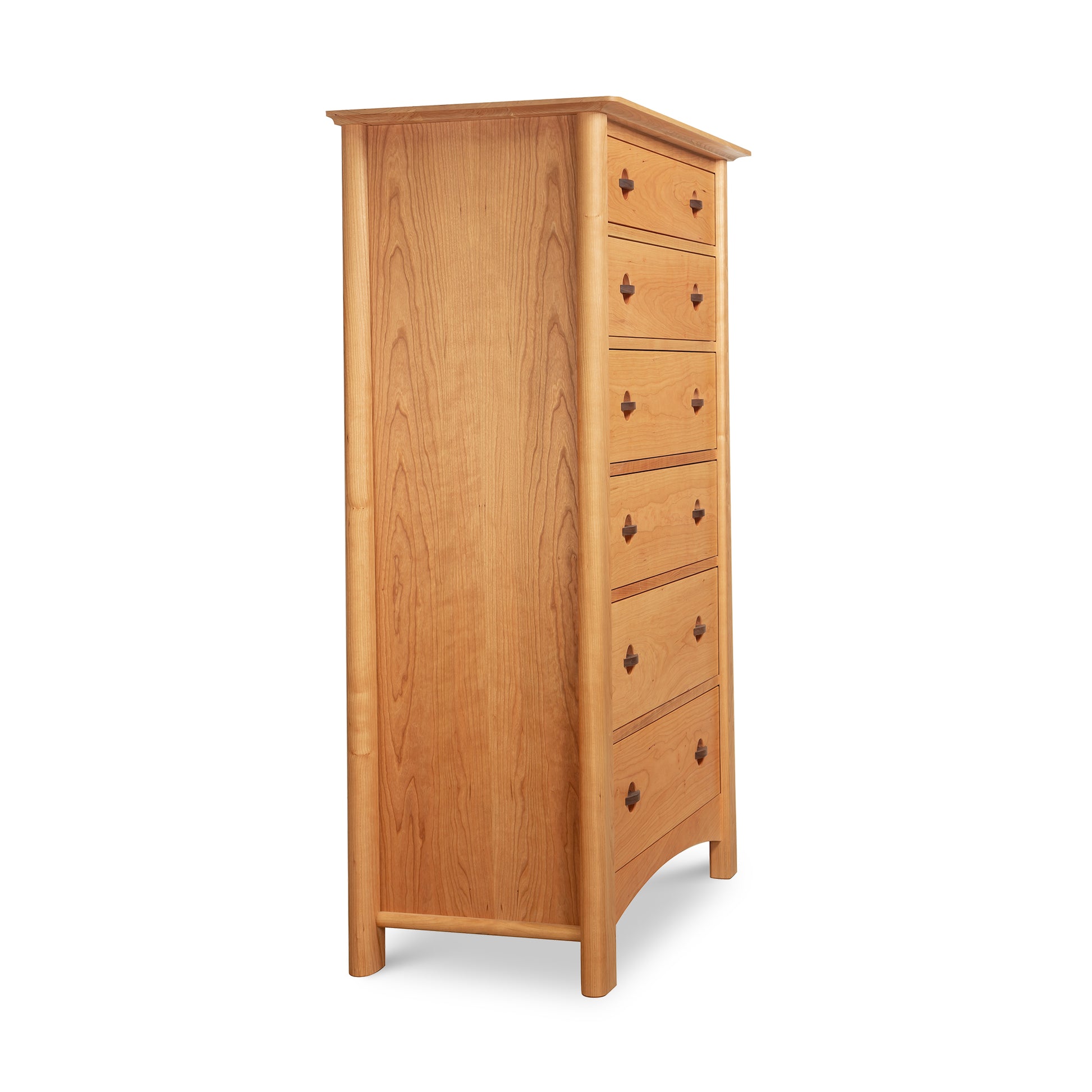 Cherry Moon 6-Drawer Chest by Maple Corner Woodworks, side view highlighting craftsmanship and cherry wood grain.