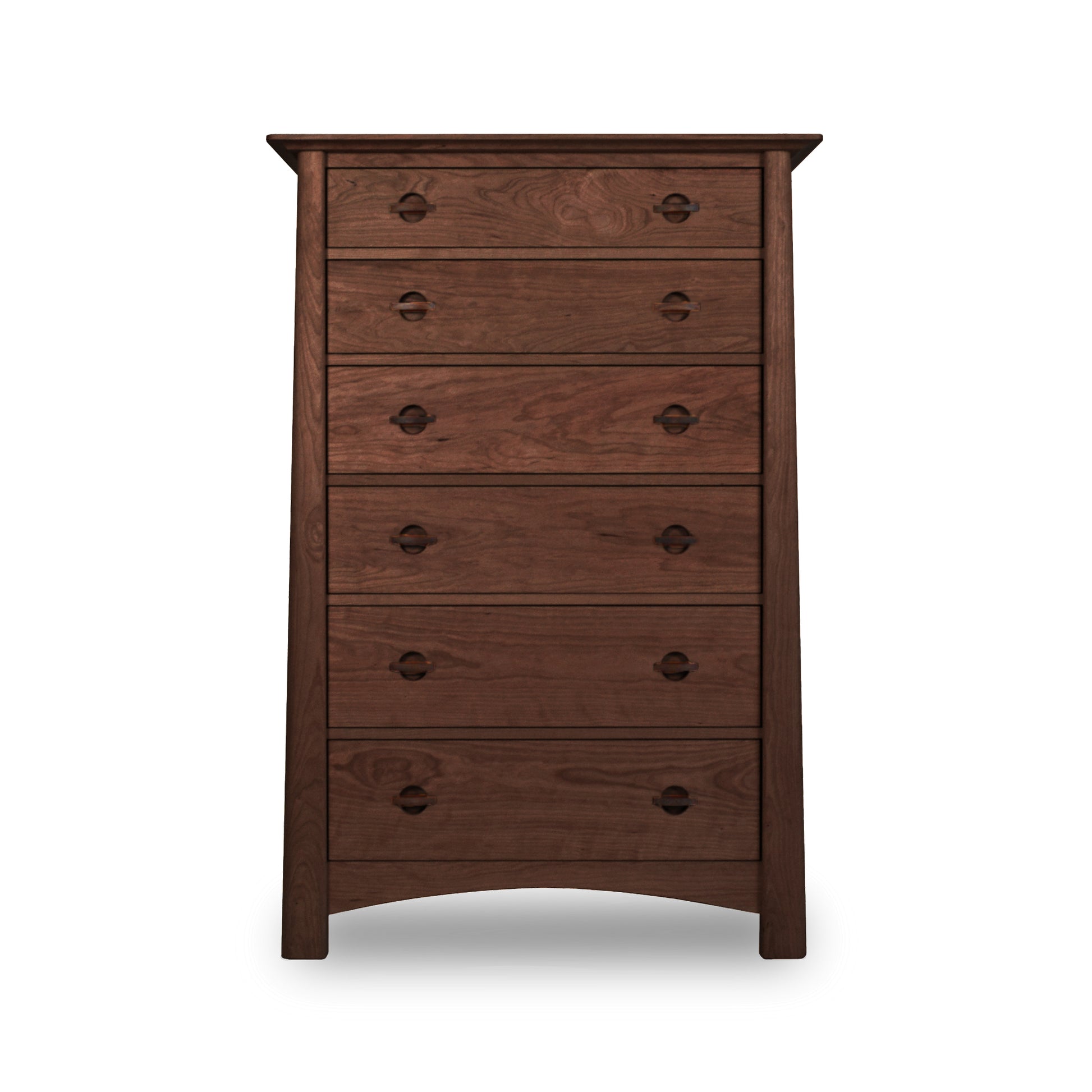 A beautiful Cherry Moon 6-Drawer Chest by Maple Corner Woodworks is shown on a white background.