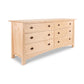 Cherry Moon 6-Drawer Dresser by Maple Corner Woodworks, handcrafted from eco-friendly solid wood with round dark handles, Vermont-made quality.
