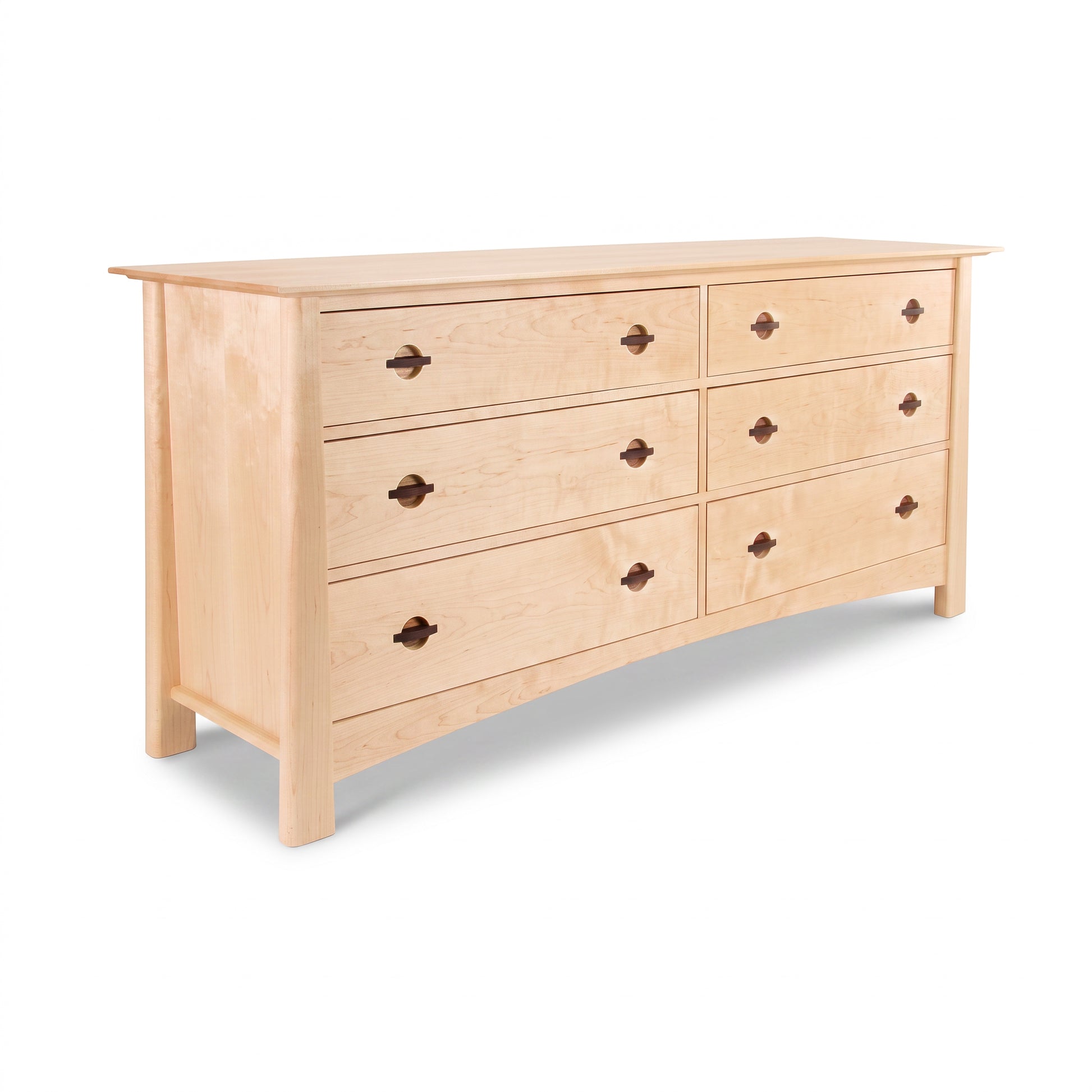 Cherry Moon 6-Drawer Dresser by Maple Corner Woodworks, handcrafted from eco-friendly solid wood with round dark handles, Vermont-made quality.