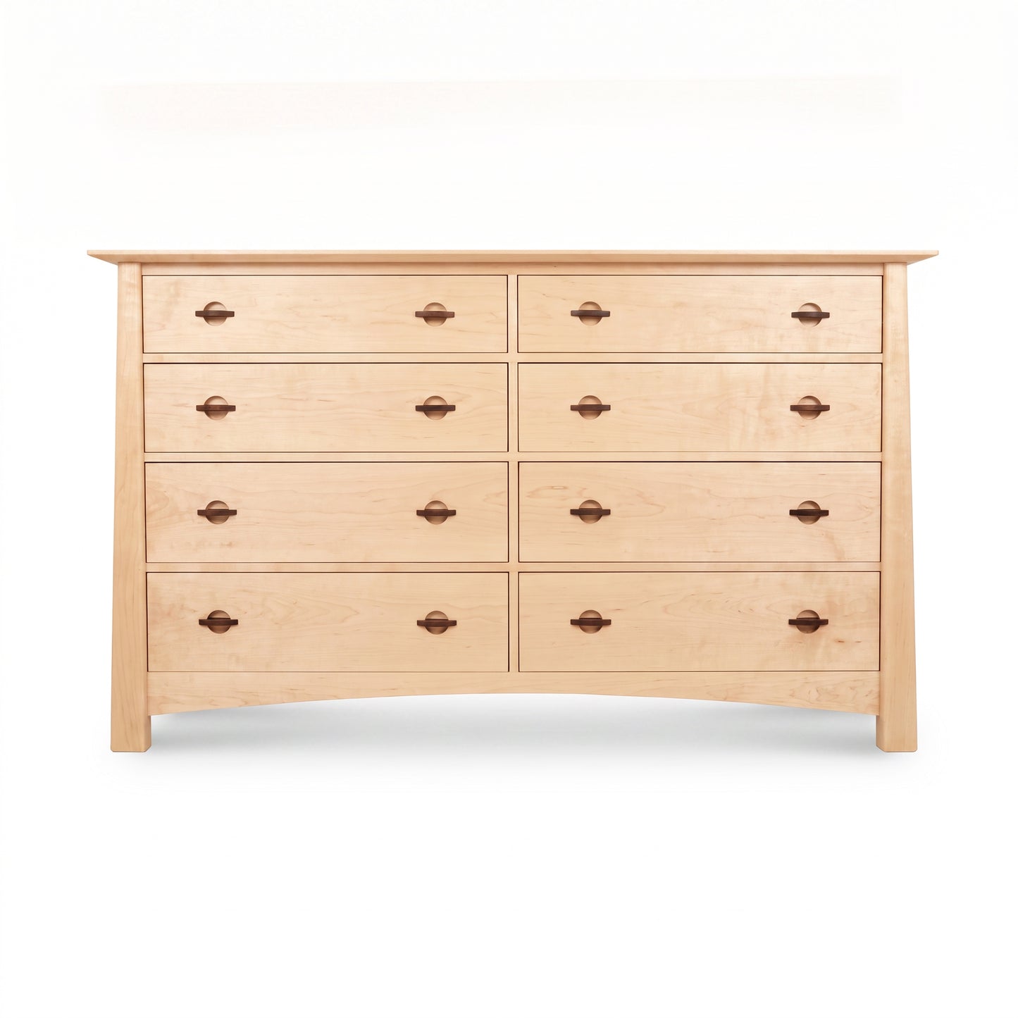 Cherry Moon 8-Drawer Dresser by Maple Corner Woodworks in light wood with dark handles, crafted in the USA from premium hardwood.