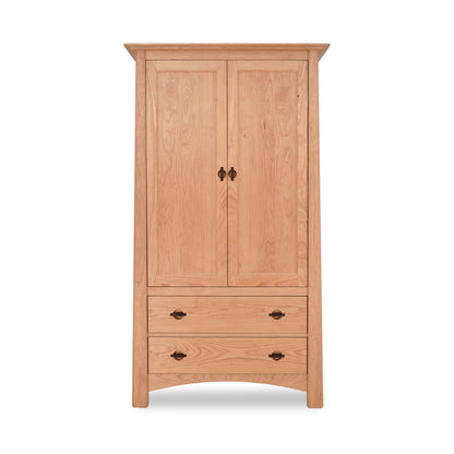 Cherry Moon Armoire by Maple Corner Woodworks, elegant solid hardwood construction with two doors and three drawers featuring metal handles.