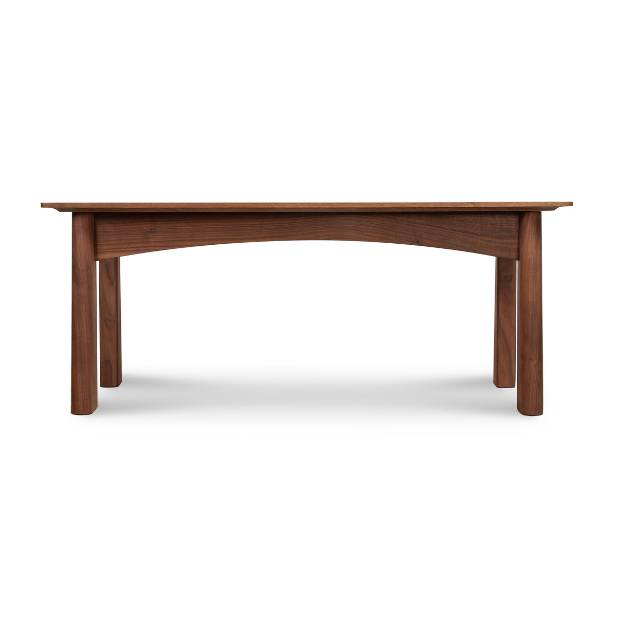 Cherry Moon Coffee Table by Maple Corner Woodworks with arched supports and round legs in solid wood, handcrafted in Vermont.