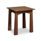 Cherry Moon End Table by Maple Corner Woodworks, handcrafted from solid cherry hardwood with a square top, four legs, and a graceful curved apron.