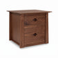 Cherry Moon File Cabinet by Maple Corner Woodworks, compact 2-drawer design with round handles in natural cherry wood.