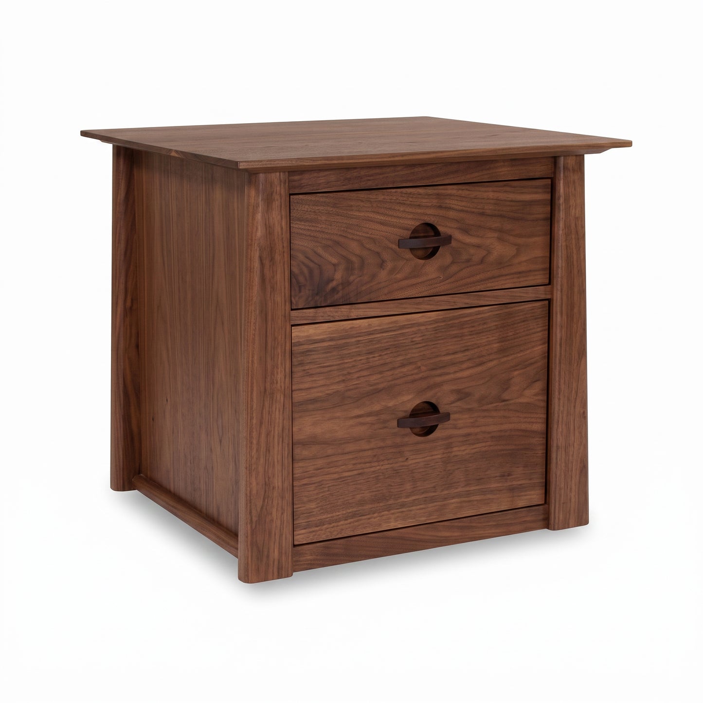 Cherry Moon File Cabinet by Maple Corner Woodworks, compact 2-drawer design with round handles in natural cherry wood.