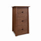 Maple Corner Woodworks Cherry Moon File Cabinet features a sleek, tall walnut wood build with four drawers and round handles, handcrafted in Vermont.
