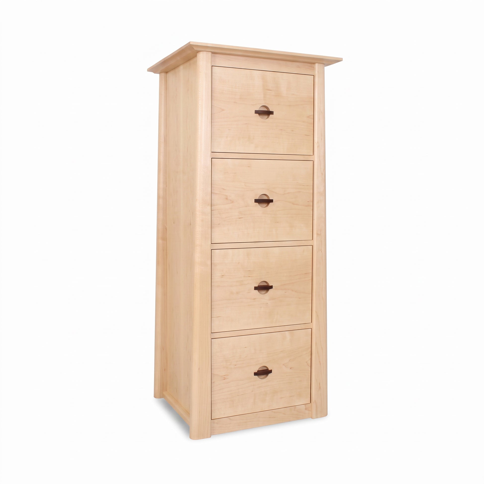 Cherry Moon File Cabinet by Maple Corner Woodworks featuring four solid wood drawers with metal pulls, handcrafted in Vermont.