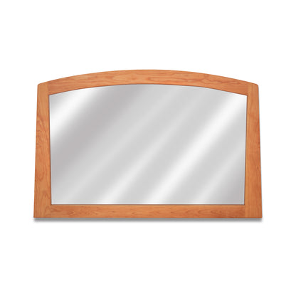A handcrafted Cherry Moon Horizontal Mirror with a Maple Corner Woodworks hardwood frame on a white background.