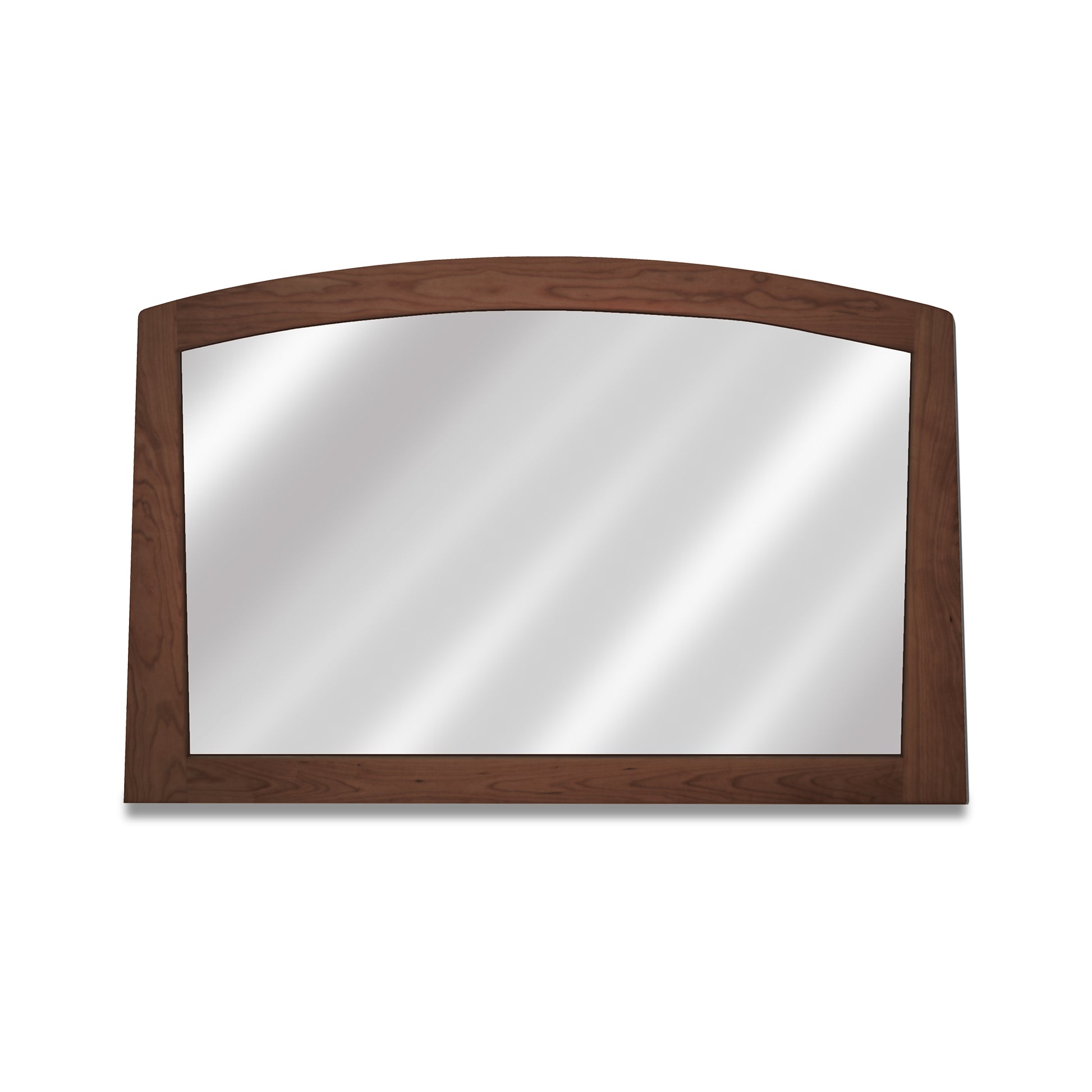 A handcrafted Cherry Moon Horizontal Mirror by Maple Corner Woodworks on a white background.