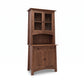 Cherry Moon Small China Cabinet in solid walnut hardwood by Maple Corner Woodworks, featuring glass doors, open shelf, and lower storage.