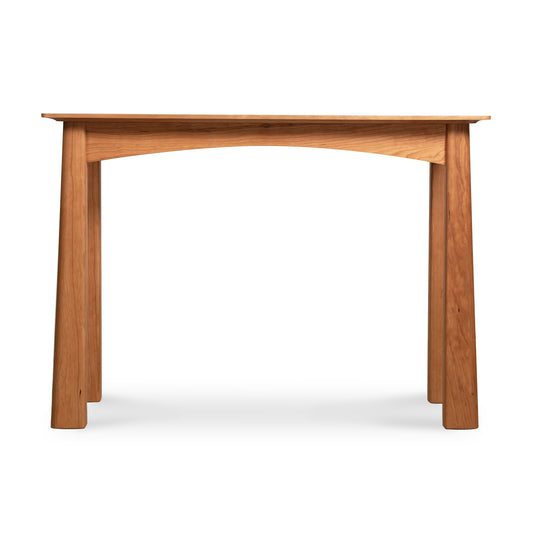 A Maple Corner Woodworks Cherry Moon Sofa Table isolated on a white background.