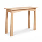 Handcrafted Cherry Moon Sofa Table from Maple Corner Woodworks in light cherry wood with Arts & Crafts apron, American made.