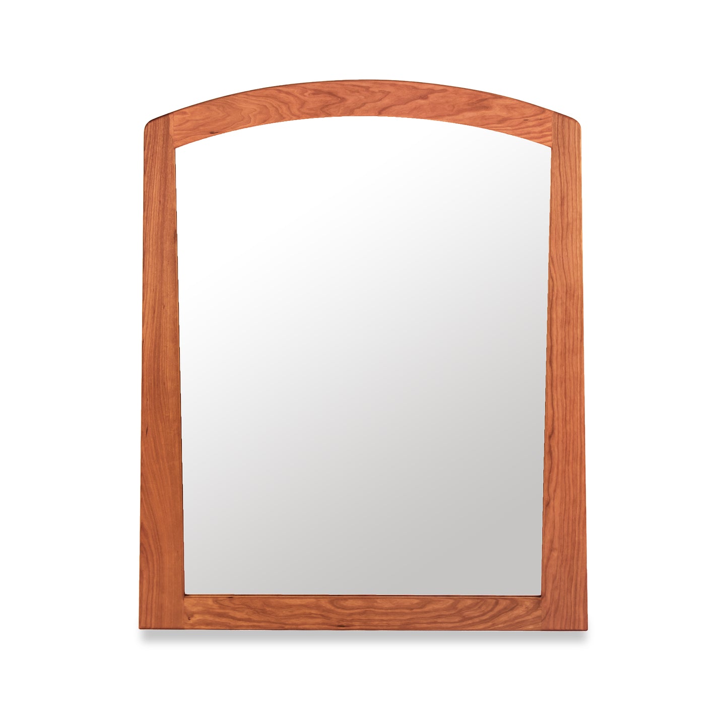 A Cherry Moon Vertical Mirror with a hardwood frame on a white background from Maple Corner Woodworks.