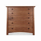 Maple Corner Woodworks Cherry Moon Wide 5-Drawer Chest in natural cherry wood, handcrafted in Vermont with smooth finish and elegant, modern design.