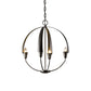 Hubbardton Forge Cirque Chandelier with three elegant candle-style bulbs, showcasing detailed craftsmanship and suspended by a sturdy chain.
