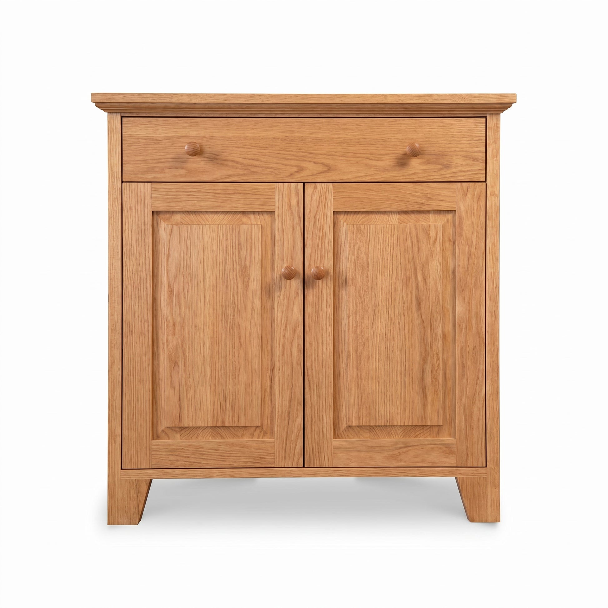 Lyndon Furniture Classic Country Buffet with single drawer, two paneled doors, and round knobs in natural wood finish. American made craftsmanship.
